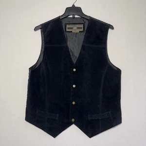 Vintage 90' Members Only Black Suede Leather Vest Men XL Western Wear Waist Coat - Picture 1 of 8