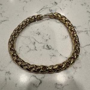 Christian Dior - Vintage Wheat Link Choker Necklace - Heavy 206g Metal Gold Tone - Picture 1 of 6