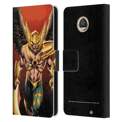 JUSTICE LEAGUE DC COMICS HAWKMAN COMIC ART LEATHER BOOK CASE FOR MOTOROLA PHONES - Image 1 of 4