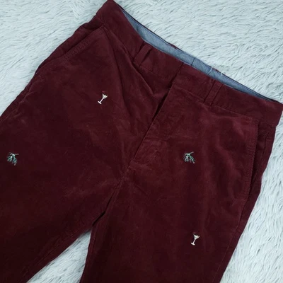 Pantalones Vineyard Vines Para Hombre 32x32 Bebidas de Navidad Bordados Pana Preppy Foto 1 de 4