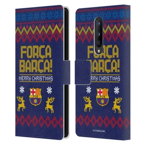 OFFICIAL FC BARCELONA CHRISTMAS JUMPER LEATHER BOOK CASE FOR ONEPLUS PHONES - Picture 1 of 8