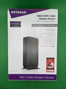 Netgear N600 Kabel WiFi Modem Router C3700 802.11 Dual Band Gigabit Nowy w pudełku - Zdjęcie 1 z 9