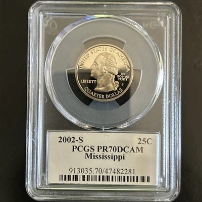 2002-S 25c CLAD PCGS PR70DCAM MISSISSIPPI QUARTER PROOF DEEP CAMEO PR 70 DC - Image 1 of 4
