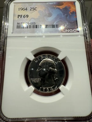 1964 NGC PF69 90% Silver Proof George Washington Quarter - Image 1 of 4