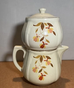 Vintage Hall Jewel Tea Autumn Leaf Drip Coffee Pot w/Lid, 1940'5 - Picture 1 of 24