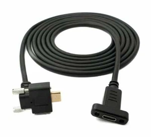 USB 3.1 Cable 2 M Type C Plug To Socket Screw Angle IN Black - Picture 1 of 4
