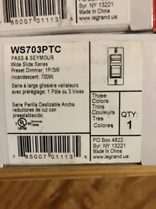 PASS & SEYMOUR Weiß, Elfenbein, LA Glühlampe 3-fach Preset Dimmer 700W H703PTC - Bild 1 von 1