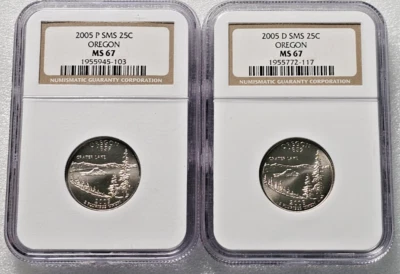 2005 P&D 25C - Statehood Quarters - Oregon - NGC MS67 SMS - Image 1 of 4
