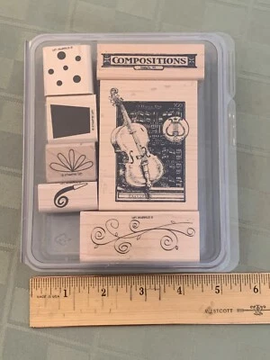 Stampin' Up! Набор резиновых штампов с деревянным креплением на тему музыки, скрипки - Изображение 1 из 2
