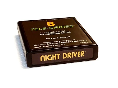 NIGHT DRIVER (Atari 2600, 1980) Sears, Telegames, Cleaned & Tested  - Image 1 of 3