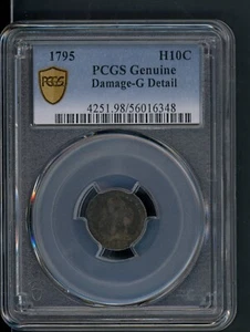 US 1795 PHILADELPHIA FLOWING HAIR SILVER HALF DIME PCGS G DETAIL A140 - Picture 1 of 2