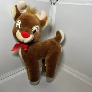 "JUGUETE DE PELUCHE VINTAGE RUDOLPH EL RENO NARIZ ROJA 10"" Aplausos P10" - Imagen 1 de 4