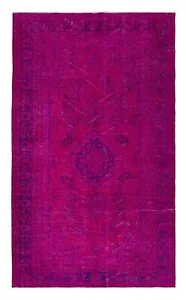 6x9.8 Ft Contemporary Pink Area Rug, Handmade in Turkey, Living Room Carpet - Picture 1 of 5