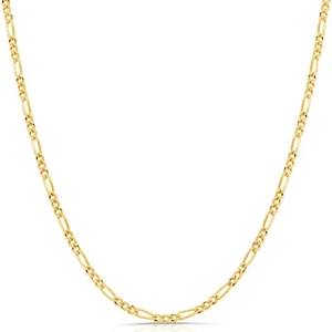 Figarokette 1,3mm 585er Gold Massiv Poliert Diamantiert Damen Herren Goldkette - Bild 1 von 16