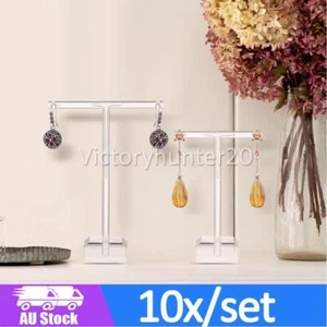 10PCS AU Acrylic Stud Earring Display Rack Stand Jewelry Holder T-Bar Clear NEW - Picture 1 of 9