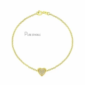 Pulsera de amistad corazón de amor corazón de oro 14 K 0,10 quilates creada en laboratorio con diamantes - Imagen 1 de 1