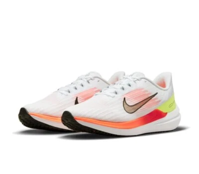 Men Nike Air Winflo 9 Running Training Shoes White/Black/Total Orange DD6203-100 - Image 1 of 4