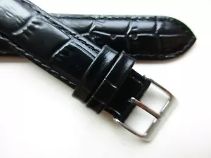 Correa de reloj de cuero negro estampado de cocodrilo 17 mm - Imagen 1 de 6