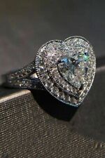 Pave 3.00 Ct. Heart Cut Real Treated Diamond Engagement Ring In 925 Silver