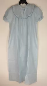 Vintage Nite Kraft Solid Blue Cotton Nightgown Size 40 Pintuck Detail Short Slv - Picture 1 of 4