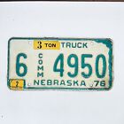 1981 Nebraska Saunders County Commercial 3 Ton Truck License Plate 6 4950