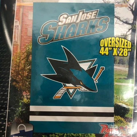 San Jose Sharks NHL 2 Sided Applique Embroidered Flag Banner 44 X 28 Resistant Cover
