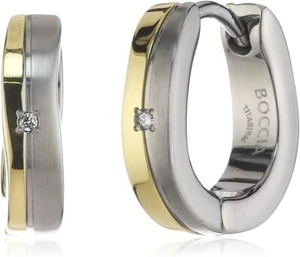 BOCCIA women's jewelry hoop earrings pure titanium two-tone satin polished Ø 13 mm 0563-04 - Picture 1 of 2