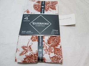 Waterford Linens REGAN FLORAL Set of 4 Napkins 19x19 ~ Leave & Flowers Cinnamon  - Picture 1 of 6