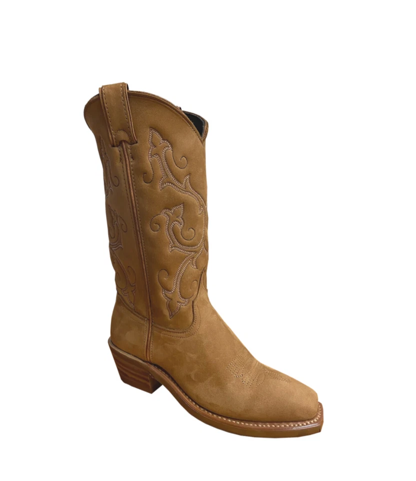 Abilene Boots Womens 11in Medium Square Toe Tan Nubuck Cowboy Boots Foto 1 de 1