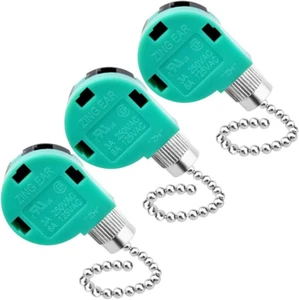 3 Pack Ceiling Fan Switch 3 Speed 4 Wire Zing Ear ZE-268S6 Fan Pull Chain Switch - Picture 1 of 12