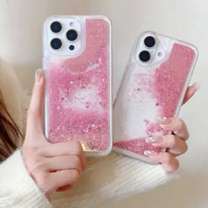 For Various Phone Bling Quicksand Liquid Glitter Case Silicone Cover Women Girls - Picture 1 of 14