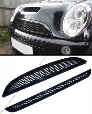 For 01-06 Mini Cooper R52 R53 Front Upper Lower Glossy Blk Honeycomb Mesh Grille - Image 1 of 4