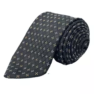 HUGO BOSS Silk Necktie Mens Size 3" x 57.5" Black Blue Bronze Foulard Tie Church - Picture 1 of 8