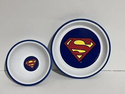 Juego de cuencos y platos Playtex Mealtime DC SUPER FRIENDS Superman para niños, difícil de encontrar Foto 1 de 4