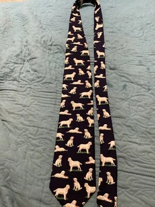 YELLOW LABRADOR RETRIEVER 100% SILK TIE, EXC COND, MADE IN USA/ FREE POSTAGE!!!! - Picture 1 of 9