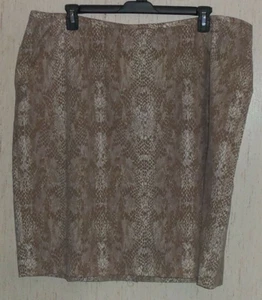 EXCELLENT WOMENS Calvin Klein BEIGE REPTILE PRINT FULLY LINED SKIRT SIZE 22W - Picture 1 of 3