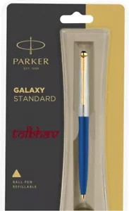 Parker Galaxy GT Gold Trim Ball Point Pen Blue Ink & Body,Brand New Free Ship - Picture 1 of 4