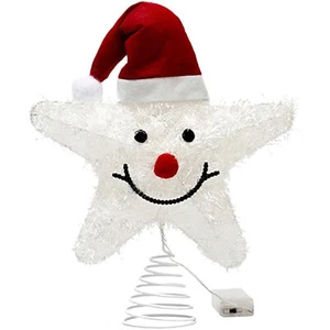 Christmas Tree Star Topper with LED Lights 10-inch Metal Golden Star Tree Topper - Picture 1 of 12