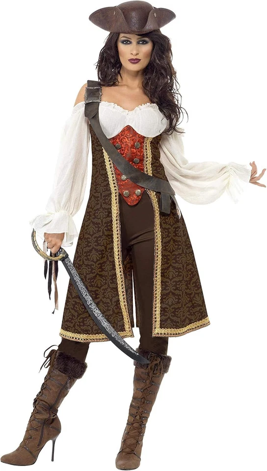 Smiffy's 26225X1 High Seas Pirate Wench Costume Womens Brown X-Large UK