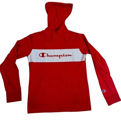 Champion Red Youth L Logo'd Hoodie Light Weight w/ Kangaroo Pouch - Image 1 of 4