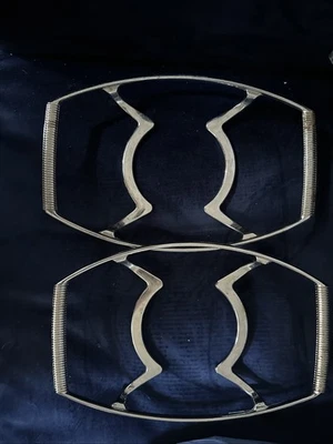 2 Corning Ware P-11-M-1 chrome metal casserole dish holder trivet Vintage - Image 1 of 4