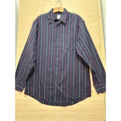 Brooks Brothers Mens Button Down Shirt Navy Burgundy Yellow Stripe Long Sleeve M - Image 1 of 4
