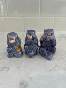 Vintage 3 Weise Affen Salz + Pfefferstreuer mit Milchkännchen Keramik Glanzgeschirr Japan - Bild 1 von 6