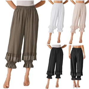 Jupon femme en dentelle à volants taille élastique victorienne bloomers pantalon ample - Photo 1/60