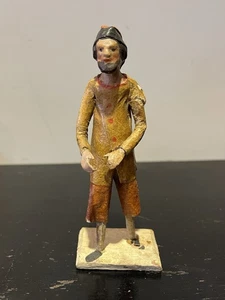 Antico personaggio presepe 1900 legno e cartapesta dipinto a mano Grulicher ? - Foto 1 di 7