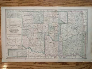 Oklahoma & Indian Territory/California other side 1903 Map Peerless World Atlas - Picture 1 of 6