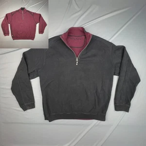 Tommy Bahama Pullover Reversible Para Hombres Negro Granate Suéter Logo Simulado Cuello Crucero - Imagen 1 de 9