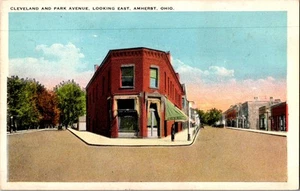 Postkarte Cleveland und Park Avenue, Blick nach Osten, Amherst. OHIO. A13 - Bild 1 von 2
