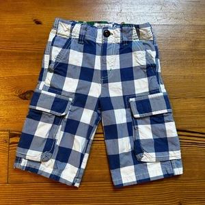 Mini Boden blue white checked cargo shorts SIZE 6 - Picture 1 of 5