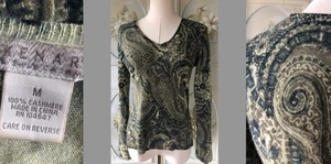 KENAR REINES KASCHMIR V-AUSSCHNITT SALBEIGRÜN PULLOVER PULLI PAISLEY-DRUCK M GEBRAUCHT, IN EINWANDFREIEM ZUSTAND - Bild 1 von 11